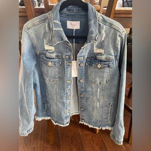 Brand new Kancan denim jean jacket frayed hem